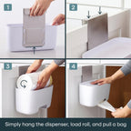 YouCopia DoorStash Garbage Bag Dispenser, Hanging Kitchen Cabinet Door Trash Bag Organizer with Removable Lid for Storage, Speckled White