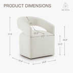 KISLOT Upholstered Dining Chairs Set of 1, Modern Rolling Dining Chairs with Hidden Casters, Arm Kitchen Chairs with Linen Look Fabric, Padded Barrel Chairs for Dining Room, Kitchen, Bedroom, Ivory