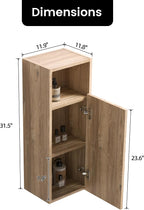 12" Floating Bathroom Storage Cabinet, Modern Bathroom Wall Cabinets with Soft-Closing Door & Open Shelf, Bathroom Side Cabinet for Small Spaces, Apartment, Rough Oak