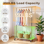 TigerParty Clothes Rack for Hanging Clothes, Sturdy Stainless Steel Clothing Rack, Extendable & Adjustable Rolling Garment Rack with Wheels for Bedroom Laundry Living Room, Silver