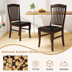 GOFLAME Wooden Dining Chairs Set of 2, Upholstered Kitchen Chairs with PU Leather Seat and Slatted Backrest, Armless Side Chairs with Rubber Wood Frame for Dining Room, Living Room, Restaurant