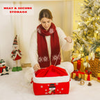 Christmas Gifts Baskets Empty Christmas Ornament Box Xmas Storage Baskets Canvas Toys Organizer Bin for Holiday, Snowman Raffle Basket Foldable Baskets for Nursery/Living room, Kids Toy Chest, Large
