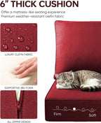 Luxury 22x24/22x25 6-Inch Outdoor Chair Cushions Set of 4 - Heavy Duty Water-Resistant Seat Cushion for Patio Furniture Set Dining Gliding Rocking Chairs Loveseat L-Shape Sofa - Red