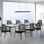KLASIKA Office Guest Chairs No Wheels | Ergonomic Lumbar Support and Thicked Seats Cushion, Desk Chair with Adjustable Mesh Back for Waiting Room School Church Reception，Black