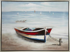 Deco 79 Canvas Sail Boat Framed Wall Art with Silver Frame, 47" x 2" x 36", Multi Colored