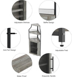 Amyove Corner Wine Bar Cabinet with Detachable Wine Rack, Industrial Wine Cabinet with Glass Holder, Small Sideboard and Liquor Coffee Bar Cabinet with Mesh Door, ‎Grey