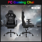 Gaming Desk Chair - High Back Computer Ergonomic Massage PC Racing Chair With Waist Support, Retractable Foot Pedal, PU Leather Recliner, Rolling Adjustable Swivel for Women Men