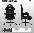 Velvet Gaming Chair, Ergonomic High Back Racing Chair with Footrest, Spring Wide Cushion, Adjustable Headrest & Lumbar Support, 90-135° Recline, 360° Swivel, 300lbs for Home Office, Black