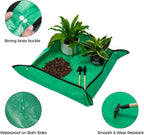 Plant Repotting Tarp 27"x 27" - Waterproof Repotting Mat for Indoor Plants, Extra Large Potting Mat with Raised Edges to Prevent Soil Spills, Green