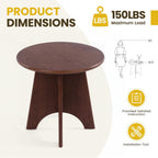 chairus Modern Sculptural Side Tables Set of 2, 17.5" Round End Table with Panel Legs, MDF Wood Veneer Accent Table, Small Sofa Side Table for Living Room Bedroom, Nightstand, Walnut