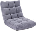 Giantex Floor Chairs for Adults - Floor Gaming Chair with Back Support, 14 Adjustable Position, Coral Velvet Cover and Thick Sponge Padding, Floor Seating Lounge for Reading, Watching TV (Silver Grey)