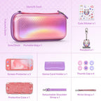 innoAura Switch Lite Case for Switch Lite Model 2019, 15-in-1 Accessories Bundle with Carrying Case, Screen Protector, Cute Pendant & Thumb Caps (Mermaid Pink)