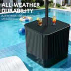 Umbrella Side Table- Outdoor Patio Table with Umbrella Hole | Umbrella Base Holds 132 Lbs, Easy Assembly, Perfect for Porch, Poolside, Or Patio Use as Coffee Table, Fits ≤1.5”Pole, Black