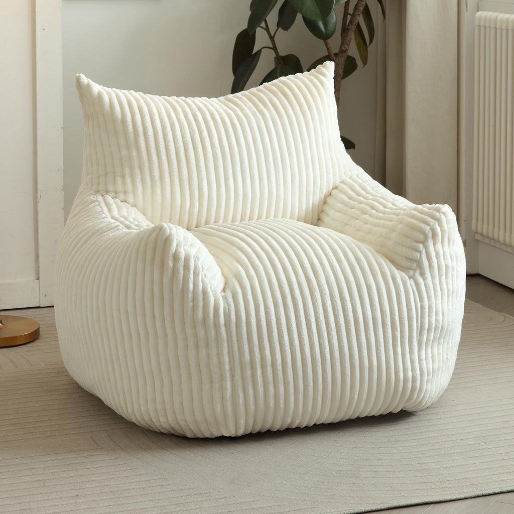 Giant Bean Bag Chair for Adults, Oversized Beanbag Sofa with Armrests and Back Support, Filler Included, Ultra Soft Stuffed Floor Couch for Bedroom Reading Lounging, Living Room