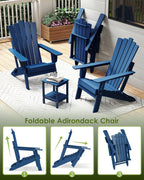 GREENVINES Folding-Adirondack-Chairs-Set-of-2 | HDPE Plastic | Throne Series | Fire Pit Chair | All Weather | for Outdoor Patio Deck Backyard Poolside | Blue