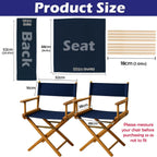 STAY GENT 18''L X 15''W 2 Set Directors Chair Replacement Canvas for 18'' Director Chairs, Replacement Cover Canvas Seat and 19.7''L X 6.3''W Back Covers Kit for Director Chairs Movie Chair, Navy Blue