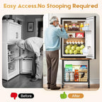 Mini Fridge Stand with Storage, Small Refrigerator Stand with Wheels, Rolling Mini Fridge Cart-Max Load 300 LBS Heavy Microwave Printer Stand Utility Cart for Dorm, Apartment, Kitchen, Office (Brown)
