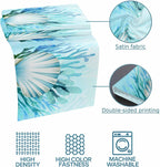 Bed Runner Scarf for King Size Bed, Teal Blue Coastal Beds Scarf Throws for Foot of Bedding, Summer Ocean Sea Shells Corals Decorative Beds Runners for Bedroom Guestroom, 94"x20"