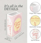 Steel Mill & Co Original Cocktail Recipe Book-Shaped Decorative Vase, Ceramic Vases for Home Decor, Vintage Inspired Kitchen and Bar Cart Decor, Unique Vase for Book Lovers (Cocktail Party)