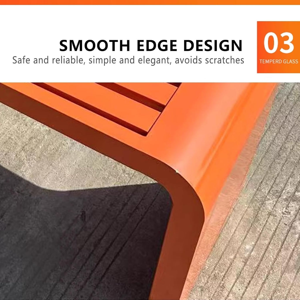 Garden Bench Outdoor Weatherproof Porch Benches Curved Backless Natural Style Oiled Finish Never Deformation or Fade fit for Porch Pool Garden Lawn Clearance(Orange,120cm/47in)