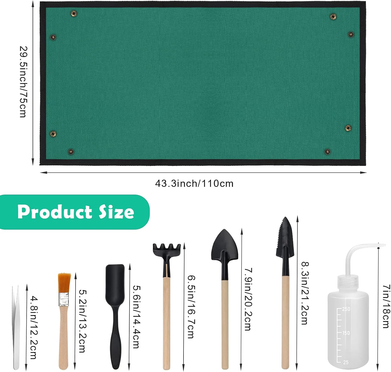 Oxford Fabric Plant Repotting Mat 43.3" x 29.5", Waterproof Gardening Transplanting Potting Mat for Indoor, with 7Pcs Succulent Plant Tools Kit with Tarp Cushion for Plant