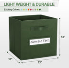 Fabric storage cubes (8 Pack) 13 Inch Cube Storage Bin, cube organizer bins with 8 Labels Window Cards & a Pen, Foldable cube organizer bins and Storage Box, Dark Green