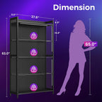 AODK Display Case with LED Lights, Display Cabinet with Glass Storage Shelves and Industrial Metal Mesh, 4-Tier Display Shelf for Collectibles, Curio Cabinet with Open Shelf, Black Book Shelf