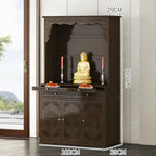Chinese Style Wooden Prayer Altar Table with Storage Cabinet and Drawer, Buddha Shrine Display Stand, Buddhist Side Table for Living Room (Walnut-102cm)