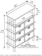 4-Tier Open Shelf Console Table, Side Table with Storage Drawer Bins, Toolless Assembly Open Back Sofa Table, Entryway Table, for Home Office, Living Room, Entryway, Black Oak