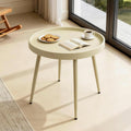 20" Round Side Table, Plastic Top, Iron Frame, Waterproof, Camel | Waterproof, easy-clean plastic top.Tool-free assembly, sets up in minutes.End table, Nightstand, Accent table. Lightweight.