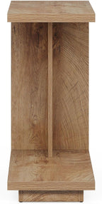 C Shaped End Table, Wood Side Table Nightstand - Bedside Table with 2 Shelves, Modern Living Room Small Accent Table