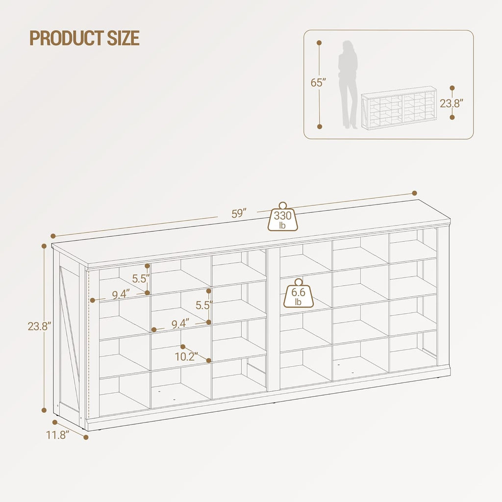Hzuaneri Farmhouse Shoe Storage Bench, Entryway Shoe Cubby Bench, Widened Wooden Shoes Cubbies with Compartments, Shoes Rack Benchs for Cloakroom, Living Room, White SB52503X