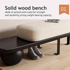 Wooden Bench with Metal Legs, Modern Upholstered Entryway Bench, Shoe Changing Bench for Living Room and Bedroom