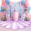 Mermaid Party Decoration 59 x 79 Inch Large Seashell Rug Under the Sea Decor Purple Pink Mermaids Floor Mat Decorative Area Rug for Mermaid Birthday Ocean Theme Photo Prop Backdrop Beach Wedding Party