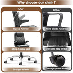 ZZW Executive Office Chair w/Flip-Up Arms Managerial Home Desk Chair w/Lumbar Support Adjustable PU Leather Ergonomic Computer Chair
