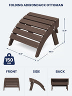 KINGYES Folding Adirondack Ottomans Set of 2 for Adirondack Chair, Coffee