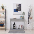 2 Tier Console Table, Sofa Side Table with Storage Shelf, X for Entryway, Living Room, and Hallway, Grey