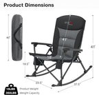 Rocking Camping Chair for Adults, Portable Chairs with Cup Holder and Side Pocket, Outdoor Folding Rocker Chair (Black)