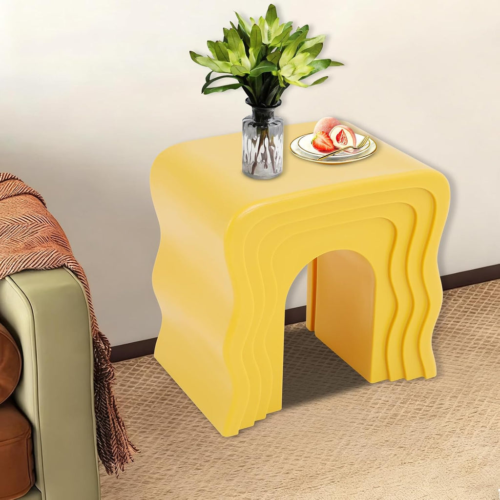 Heavy Duty End Table, 300KG Capacity Creative Coffee Table for Living Room Bedroom, Nightstand Compact Lightweight Design with Stable Base, 3 Color Options (Ginger Color)