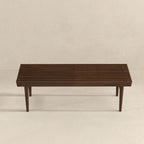 Mid Century Modern Solid Wood Bench with Natural Walnut Stain Finish 15.5'' H x 47.2'' W x 18.1'' D for Living Room, Hallway, Bedroom, Bathroom