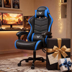 EXRACING Gaming Chair, Ergonomic Computer Chair 350lbs High Back for Adults, Height Adjustable Video Game Chair with Headrest and Lumbar Support, 360° Swivel, PU Leather, Linkage Armrest, Blue