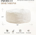 Hobestluk Bean Bag Chair Giant Beanbag Washable LivingRoom 5FT White Adult | Memory foam,Ergonomic Design,Breathable Detachable Cover,Removable,Easy Clean,2-Way-Use,No Assembly Required,Bedroom Dorm