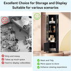 Verano Garden Corner Display Cabinet with Glass Doors, 65" Curio Cabinet w/Multi-Color LED Lights, 4-Tier Lighted Storage Display Case for Collectibles, Showcase Cabinet for Living/Game Room (Black)