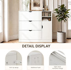 GRUSIGN Shoe Storage Cabinet with 3 Flip Drawers and Storage Space, Adjustable Shelf, Large Capacity Shoe Cabinet for Entryway,Hallway, Mudroom (White)