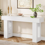 Tribesigns 63-Inch Long Console Table, Farmhouse Wooden Sofa Table Behind The Couch, Narrow Entryway Table for Entrance, Hallway, Living Room (White)