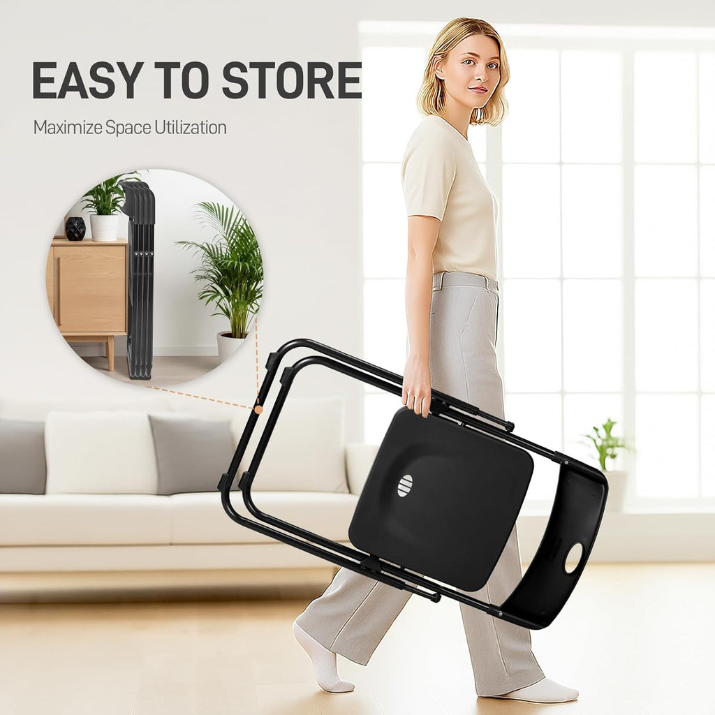 Karl home 10 Pcs Folding Chair, 300LBS Lightweight Foldable Plastic Chair, Reinforced Metal Frame Easy to Fold & Store for Indoor & Outdoor, Wedding, Party, Meeting Room, Patio and Garden, Black