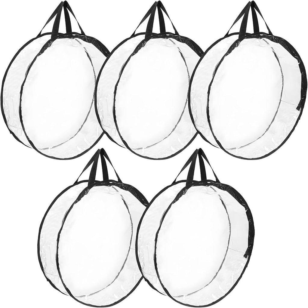 5 Pcs Wreath Storage Container, 24 x 8 Inch Clear Wreath Storage Bag with Handles Waterproof Christmas Garland Storage Holder for Xmas Seasonal