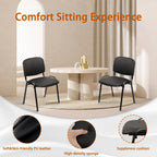 CLATINA Stackable Armless Guest Chairs, PU Leather Thick Cushion Waiting Room Chairs, Heavy Duty Metal Frame No Wheels Stackable Office Reception Chair for Lobby Conference Room School Black，10 Pack
