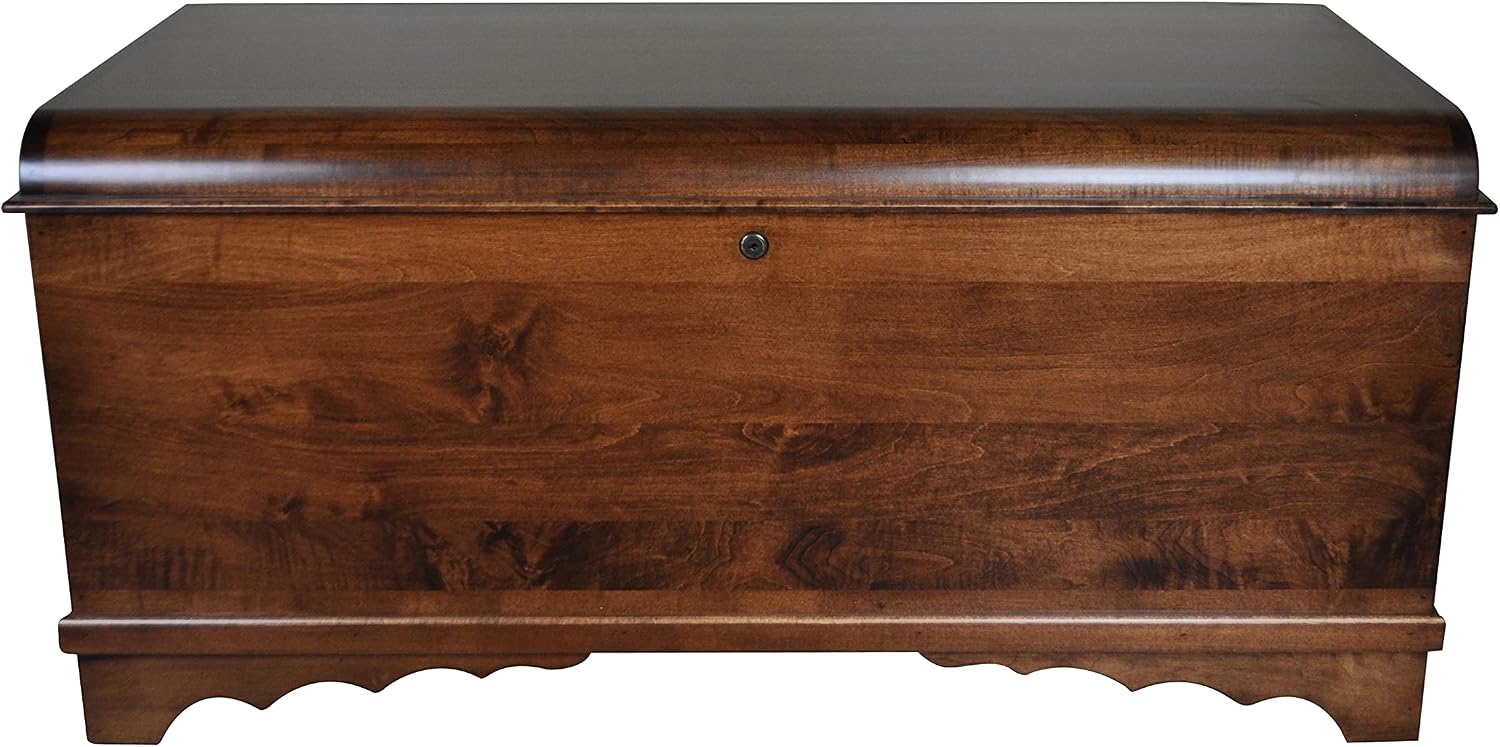 Rustic Red Door Co. Cedar Hope Chest with Waterfall Top, Amish Made Wooden Storage Trunk Box for Bedroom, Blanket, Clothes, Anti-Slam Hinges and Lock, 36", Brown Maple Wood, Asbury Stain
