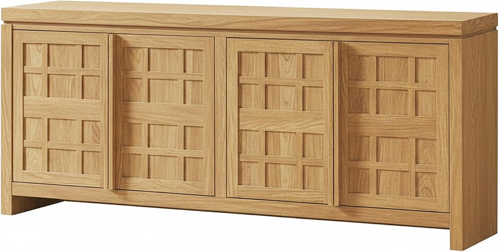 Walker Edison Booker Modern Sideboard/TV Stand with Adjustable Cabinets, 74 Inch, Heritage Oak
